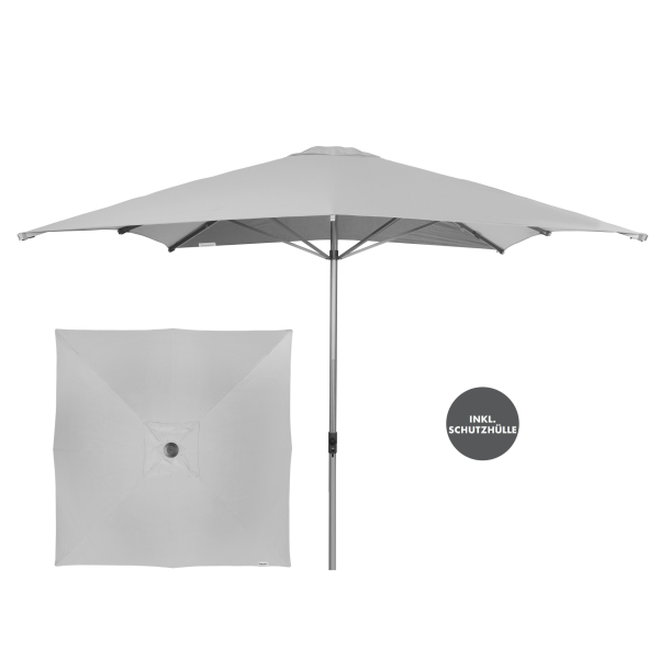 Doppler Marktschirm Alu Expert Teleskop 300x300cm Gastro Hellgrau + Schutzhülle